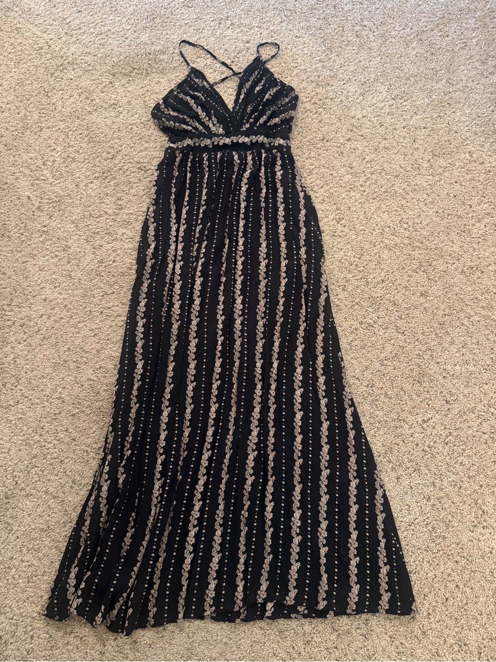 Women’s Black and Silver Striped Maxi Dress